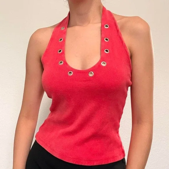 Y2K Zara Eyelet Halter Top - Picture 1 of 7